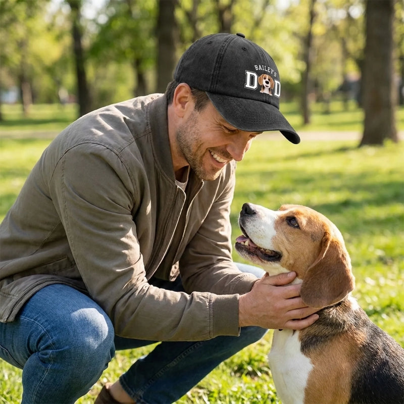 Belongs To The Fluffy One - Dog Personalized Custom Vintage Washed Denim Baseball Cap - Father's Day, Gift For Dad, Pet Owners, Pet Lovers