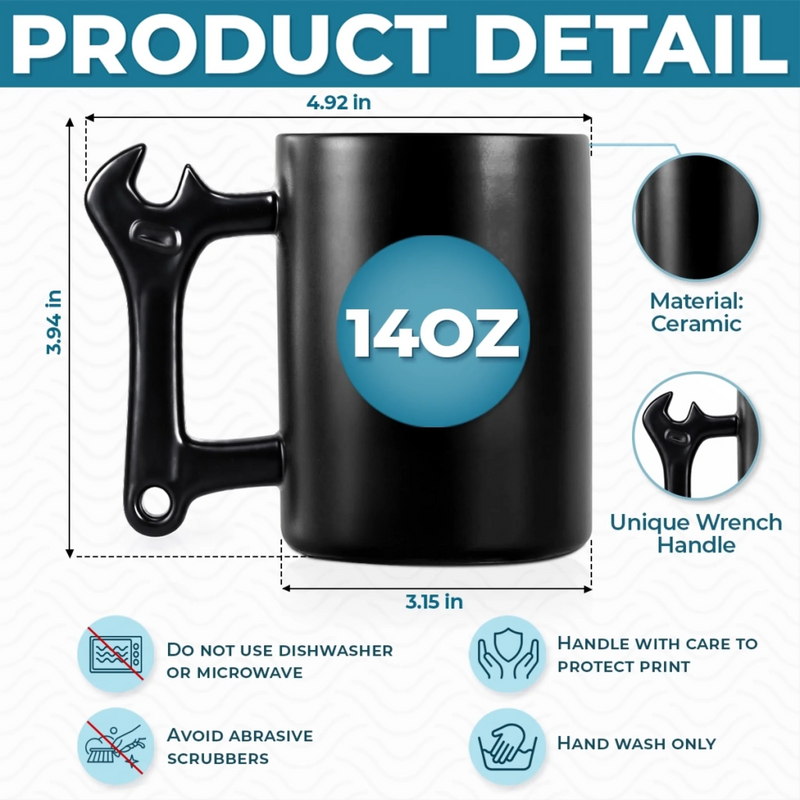 Custom Coffee Mug With Wrench Handle - Personalized Father's Day Birthday Gifts For Dad, Grandpa - Master Of Tools Dad