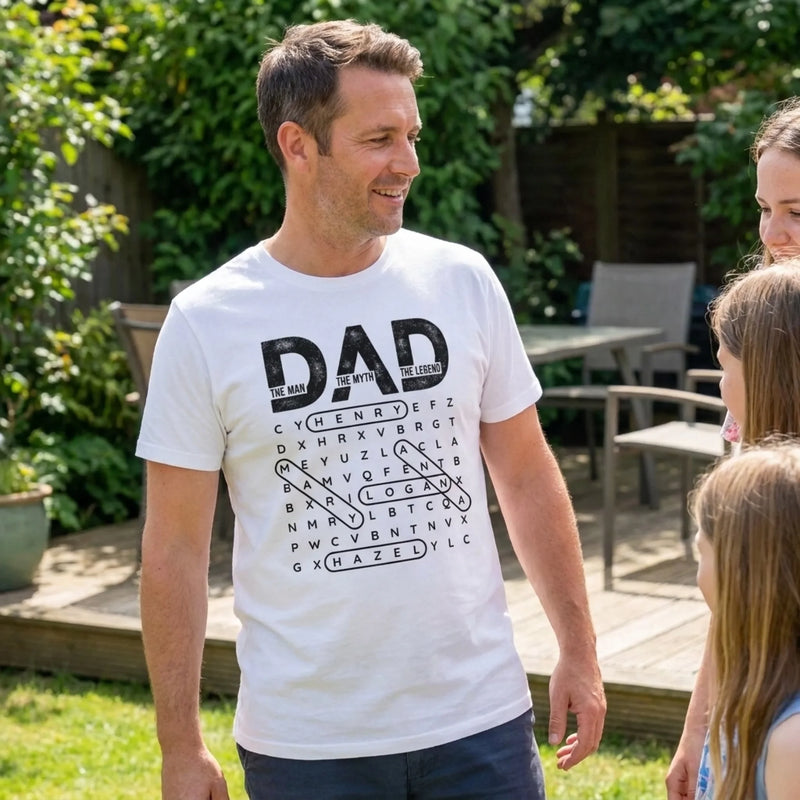 Custom Word Search Puzzle Unisex T-shirt, Premium T-shirt, Hoodie - Personalized Father's Day Birthday Gifts For Dad, Grandpa - Dad Always Leads The Way