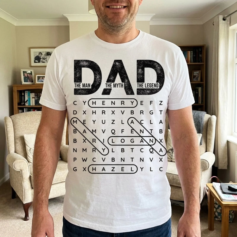 Custom Word Search Puzzle Unisex T-shirt, Premium T-shirt, Hoodie - Personalized Father's Day Birthday Gifts For Dad, Grandpa - Dad Always Leads The Way