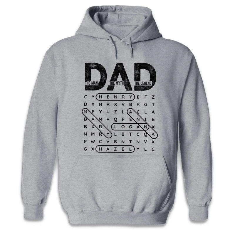 Custom Word Search Puzzle Unisex T-shirt, Premium T-shirt, Hoodie - Personalized Father's Day Birthday Gifts For Dad, Grandpa - Dad Always Leads The Way