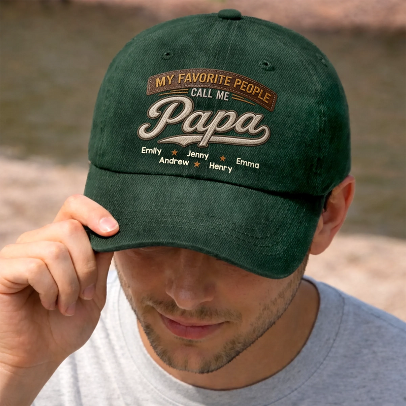 Custom Vintage Washed Denim Baseball Cap - Personalized Father's Day Birthday Gifts For Dad, Grandpa - Strong Like Dad Always