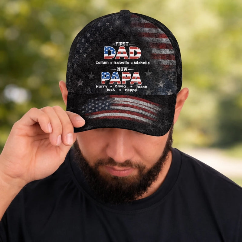 Custom Hat, All Over Print Classic Cap - Personalized Father's Day Birthday Gifts For Dad, Grandpa - Dad For Life, Papa With Pride