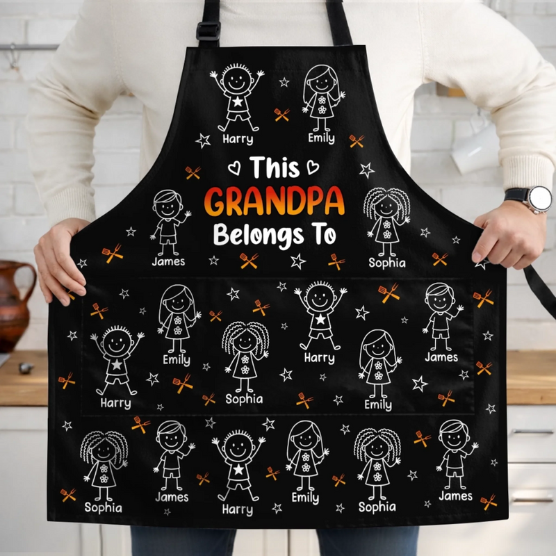 Custom Photo Apron With Pocket - Personalized Father's Day Birthday Gifts For Grandpa, Dad - Grandpa’s Favorite People