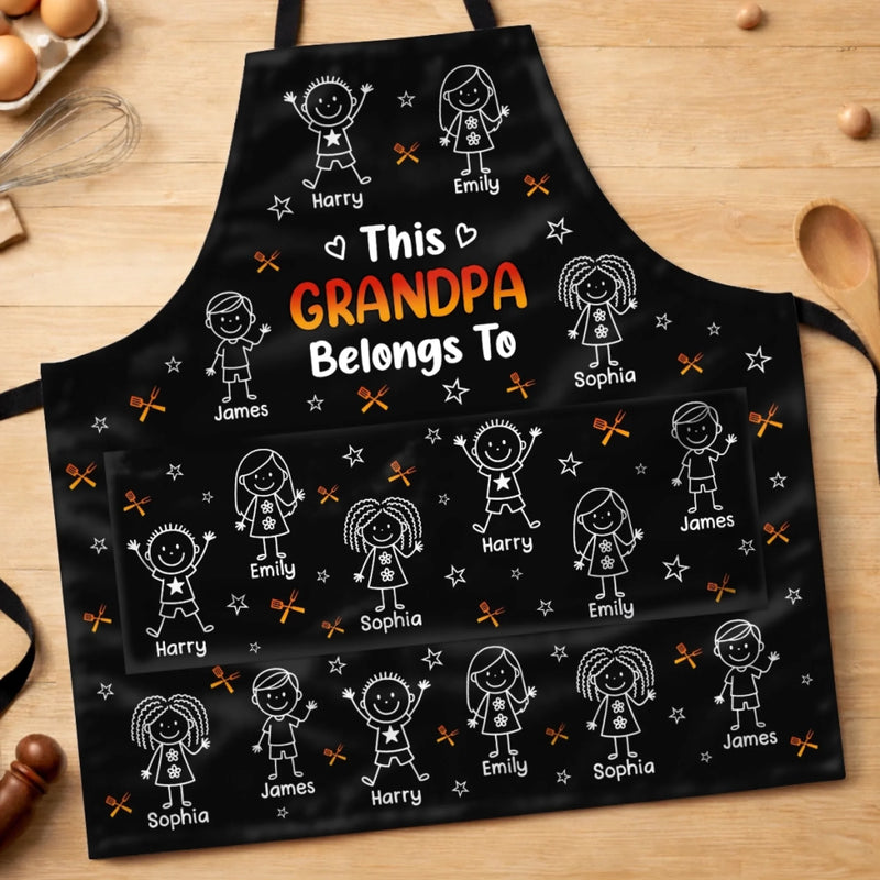 Custom Photo Apron With Pocket - Personalized Father's Day Birthday Gifts For Grandpa, Dad - Grandpa’s Favorite People