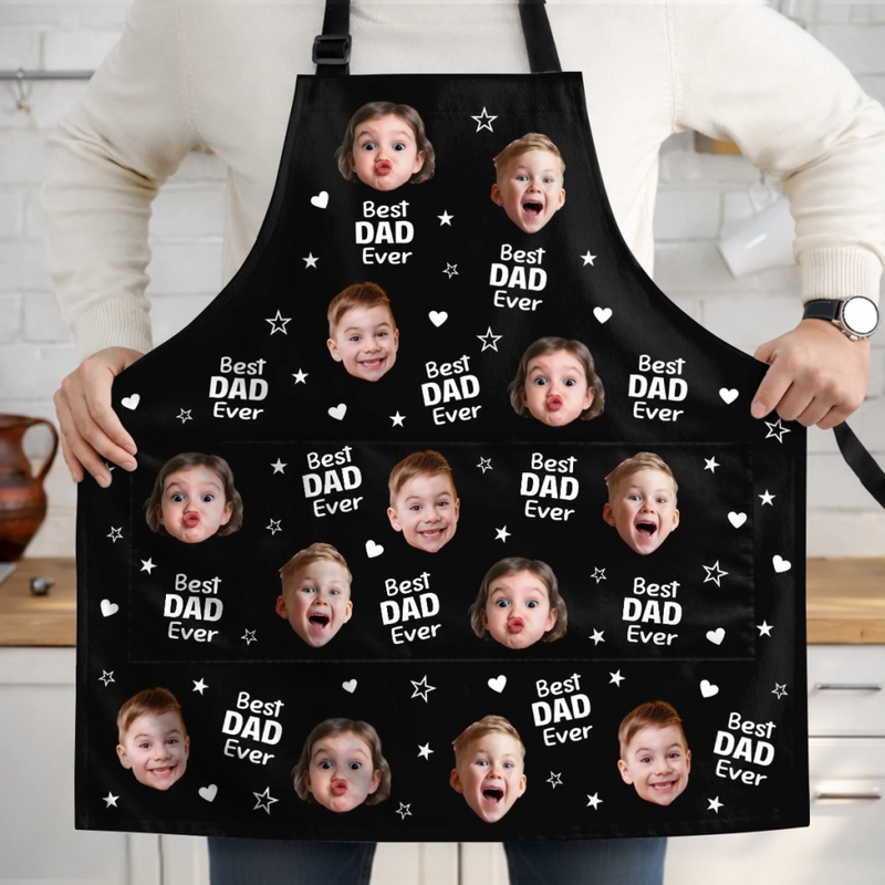 Custom Photo Apron With Pocket - Personalized Father's Day Birthday Gifts For Dad - Loved By Many Hearts