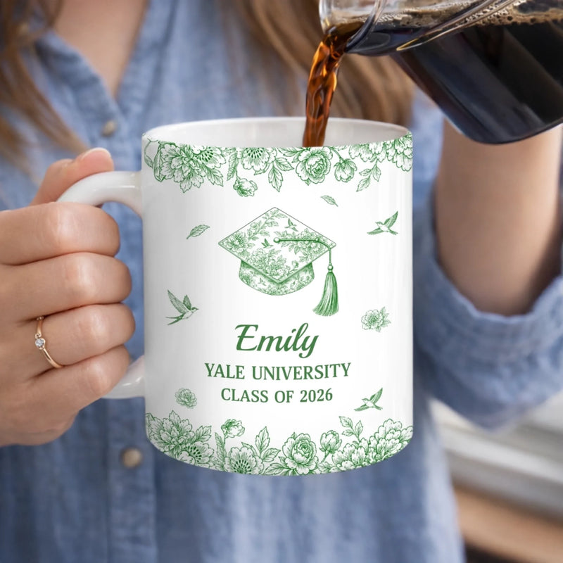 Custom Mug - Personalized Graduation Gifts For Him, Her - Coffee, Flowers And Big Dreams