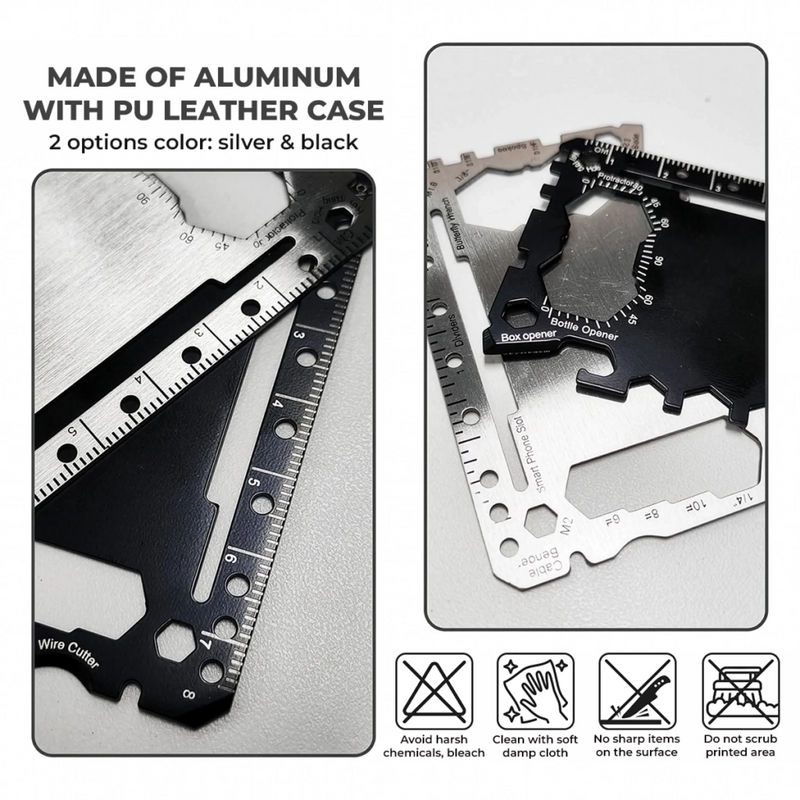 Custom Multi Tool Card With Leather Case - Personalized Father's Day Birthday Gifts For Dad, Grandpa - Running On Dad Energy
