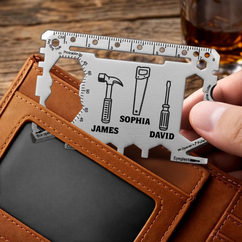 Custom Multi Tool Card With Leather Case - Personalized Father's Day Birthday Gifts For Dad, Grandpa - My Everyday Hero