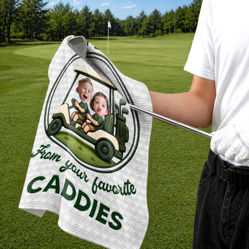 Custom Photo Golf Towel - Personalized Father's Day Birthday Golf Gifts For Dad, Grandpa, Golf Lovers - Life Is Better On The Green