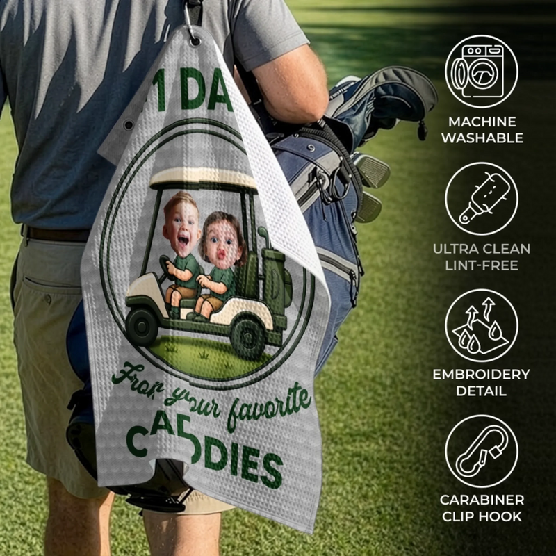 Custom Photo Golf Towel - Personalized Father's Day Birthday Golf Gifts For Dad, Grandpa, Golf Lovers - Life Is Better On The Green