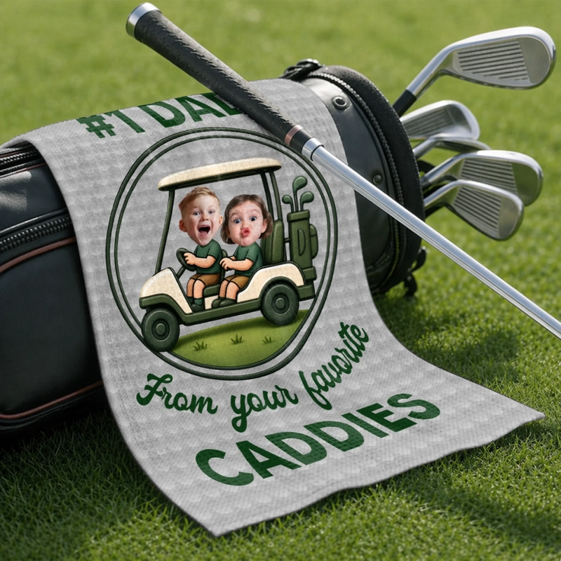 Custom Photo Golf Towel - Personalized Father's Day Birthday Golf Gifts For Dad, Grandpa, Golf Lovers - Life Is Better On The Green