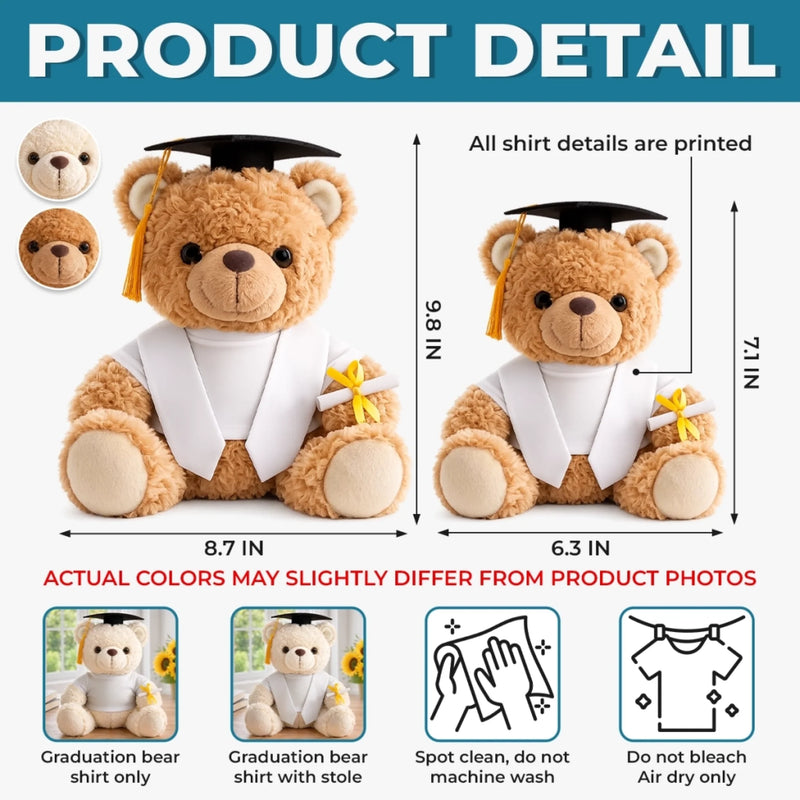 Custom Kids Graduation Teddy Bear - Personalized Graduation Gifts For Kids - First Cap, First Milestone