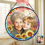 Custom Photo Stained Glass Window Hanging Suncatcher - Personalized Mother's Day Father's Day Gifts For Family - Mom And Dad Are My Superpower