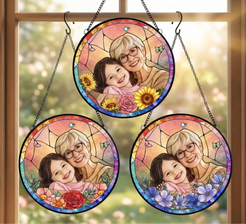 Custom Photo Stained Glass Window Hanging Suncatcher - Personalized Mother's Day Father's Day Gifts For Family - Mom And Dad Are My Superpower