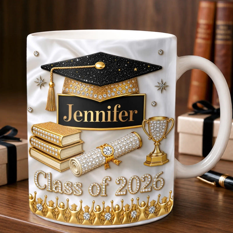 Custom 3D Inflated Effect Printed Mug - Personalized Graduation Gifts For Him, Her - Life Gets Better Every Chapter