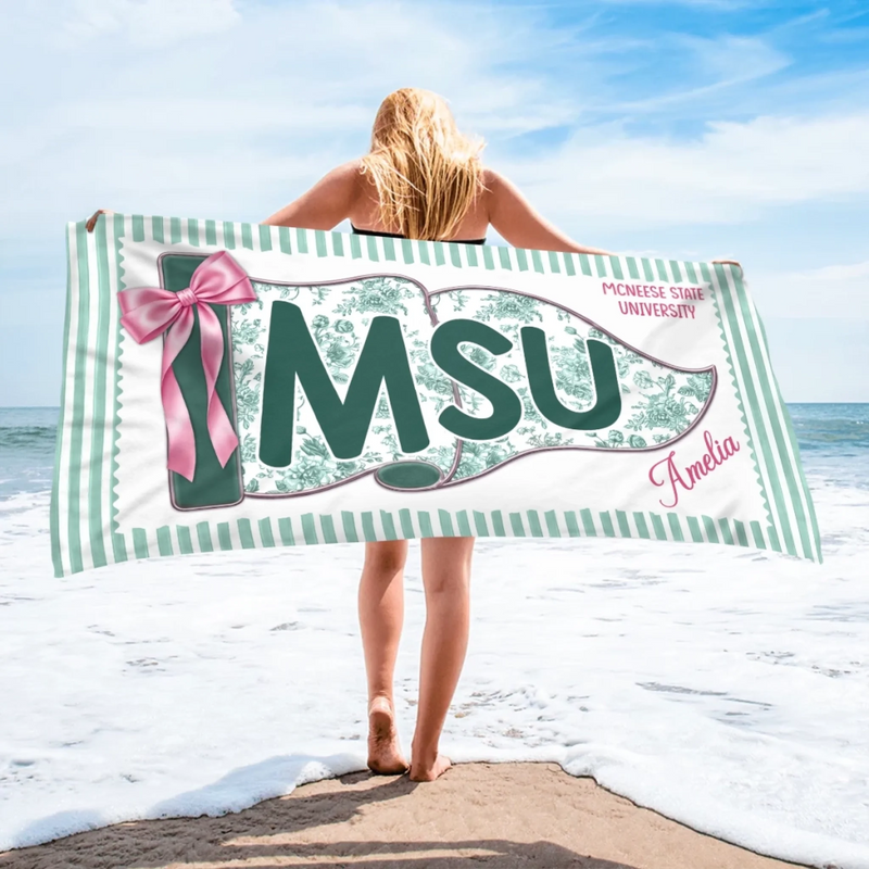 Custom Beach Towel - Personalized Summer Vacation And Travel, Graduation Gifts For Best Friends, Family - Campus Beach Era