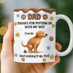 Custom 3D Inflated Effect Printed Mug - Personalized Father's Day Gifts For Dog Lovers, Dad, Husband - Fur Baby Chaos, Dad Approved