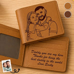 Custom Photo Engraved Bifold Leather Wallet Two Sides - Personalized Father's Day Birthday Gifts For Dad, Daughter - You Are My Hero