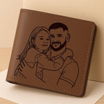 Custom Photo Engraved Bifold Leather Wallet Two Sides - Personalized Father's Day Birthday Gifts For Dad, Daughter - You Are My Hero