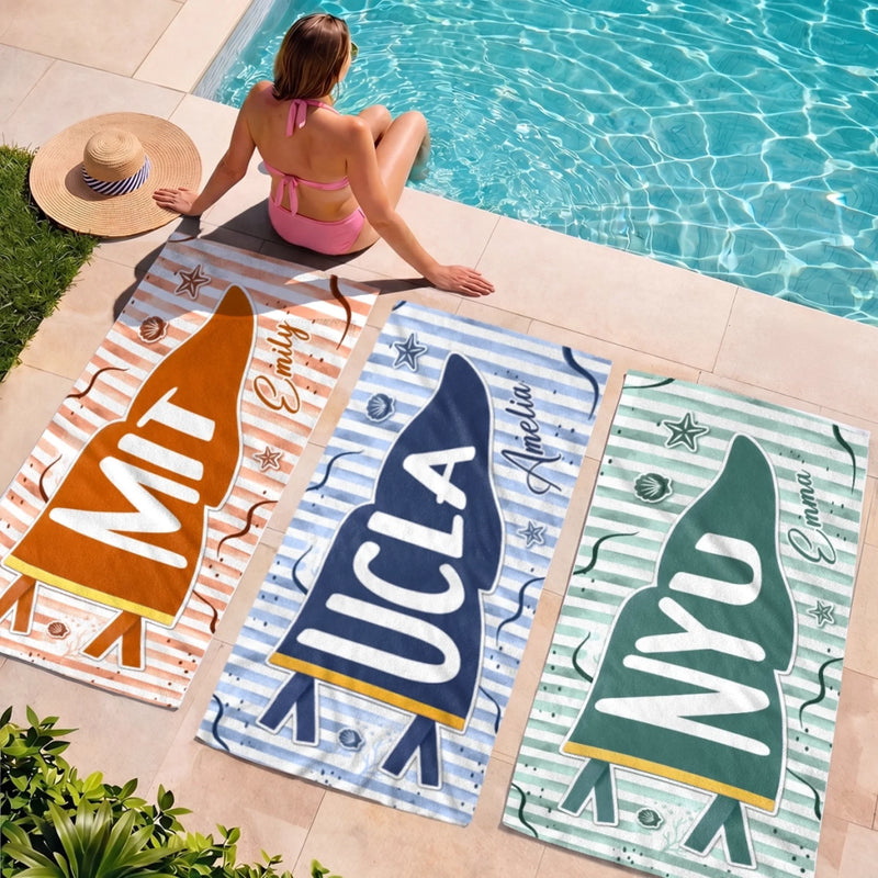 Custom Beach Towel - Personalized Summer Vacation And Travel, Graduation Gifts For Best Friends, Family - Straight Outta Graduation Season