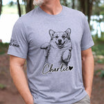 Custom Unisex T-Shirt With Design On Sleeve - Personalized Father's Day Gifts For Dog Lovers, Dog Dad - My Little Happiness