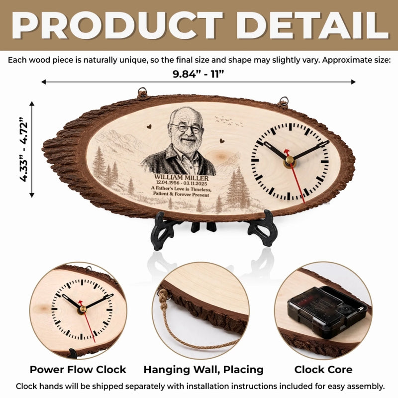 Custom Photo Rustic Wooden Clock - Personalized - Memorial Sympathy Gifts For Loss Of Mom, Dad - Forever Remembered, Forever Loved