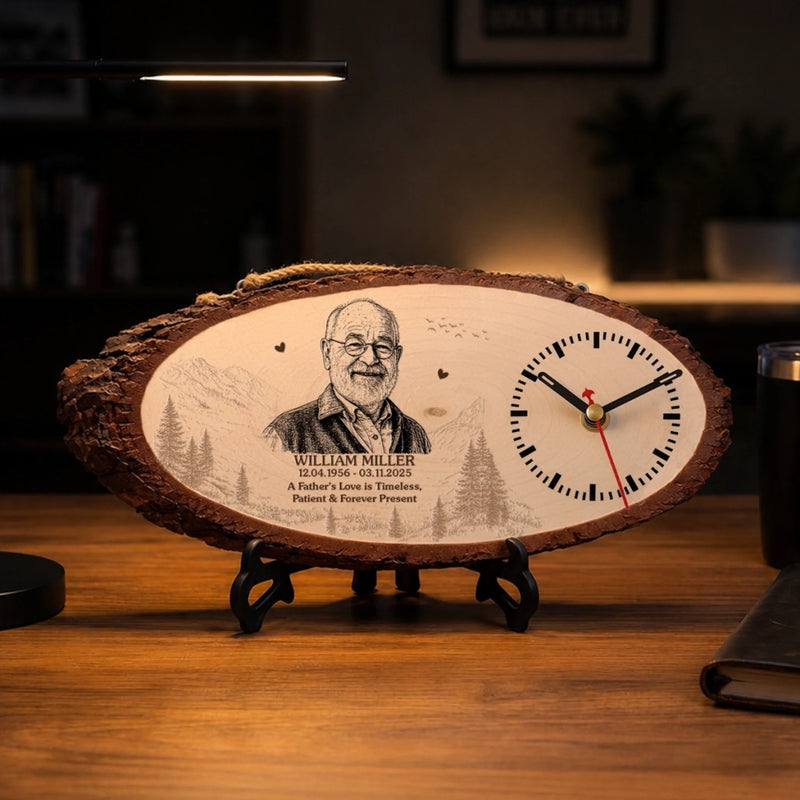 Custom Photo Rustic Wooden Clock - Personalized - Memorial Sympathy Gifts For Loss Of Mom, Dad - Forever Remembered, Forever Loved