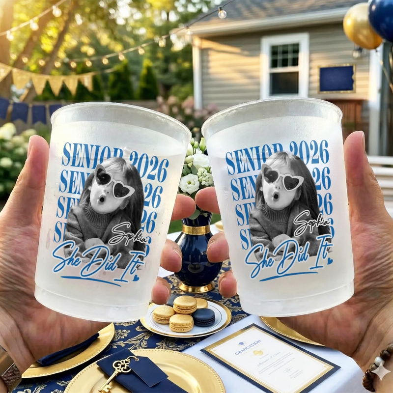 Custom Photo Graduation Cups - Personalized Graduation Gifts For Him, Her - She Came, She Slayed, She Graduated