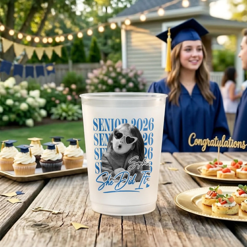 Custom Photo Graduation Cups - Personalized Graduation Gifts For Him, Her - She Came, She Slayed, She Graduated
