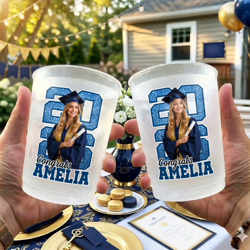 Custom Photo Graduation Cups - Personalized Graduation Gifts For Him, Her - Big Dreams, Bigger Moment