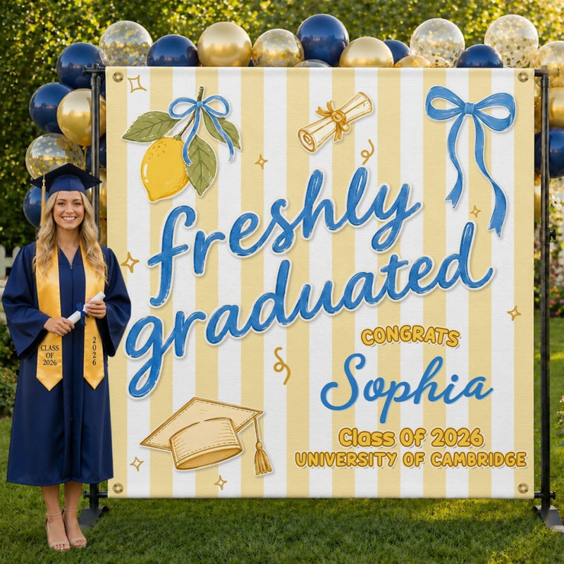 Custom Backdrop - Personalized Graduation Gifts For Him, Her - Serving Fresh Graduate Energy
