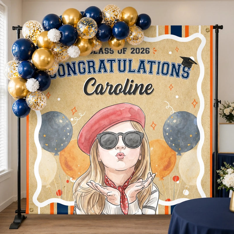 Custom Photo Backdrop - Personalized Graduation Gifts For Him, Her - Artsy Grad Era Unlocked