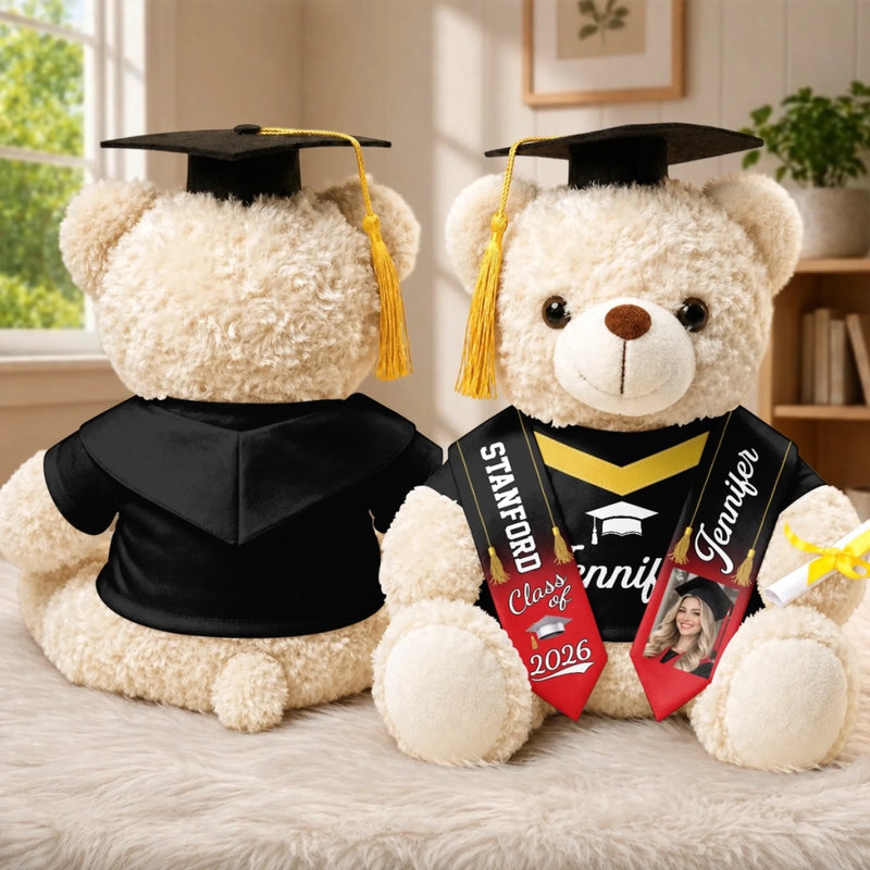 Custom Photo Graduation Teddy Bear - Personalized Graduation Gifts For Him, Her - Your Adventure Starts Now