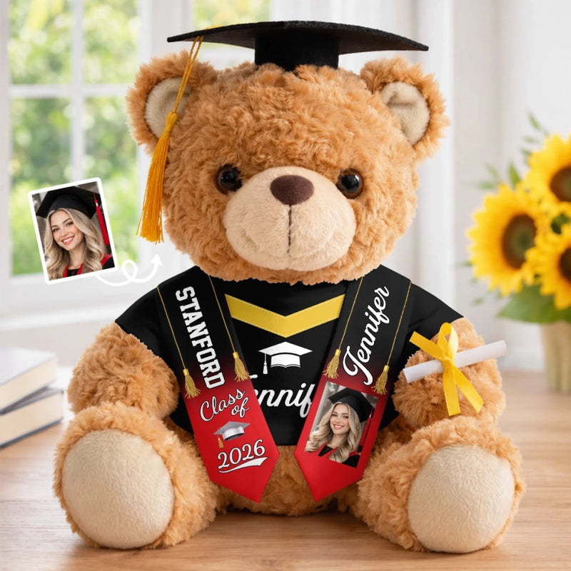 Custom Photo Graduation Teddy Bear - Personalized Graduation Gifts For Him, Her - Your Adventure Starts Now