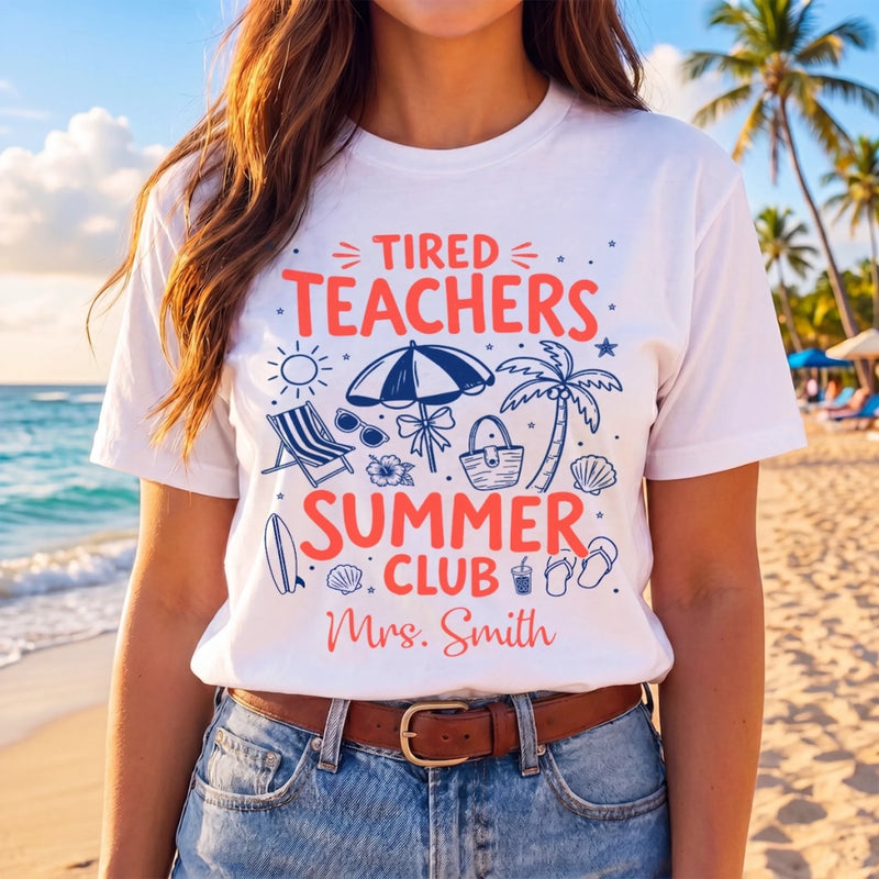 Custom T-shirt, Premium T-shirt, Hoodie - Personalized Summer Vacation And Travel Gifts For Teachers - Tired Teacher, Rested Soul Loading