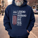 Custom T-shirt, Hoodie - Personalized America 250th Anniversary Father's Day Gifts For Husband, Dad, Grandpa - Stars Stripes And Legacy