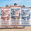 Custom Beach Towel - Personalized America 250th Anniversary, Summer Vacation And Travel Gifts For Mom, Dad, Brother, Sister, Kids - Born Free, Beach Bound
