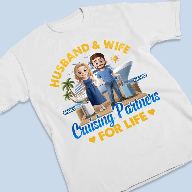Custom T-shirt, Premium T-shirt, Hoodie - Personalized Summer Vacation And Travel Gifts For Husband And Wife, Him And Her, Cruise Lovers - Partners On Deck For Life