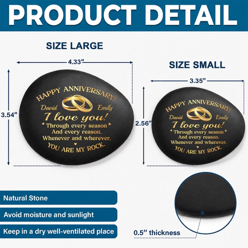 Custom Printed Rock - Personalized Anniversary Wedding Gifts For Husband And Wife, Him And Her - Still Rocking This Love Story