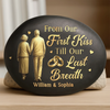 Custom Printed Rock - Personalized Anniversary Wedding Gifts For Husband And Wife, Him And Her - Golden Years, Golden Love