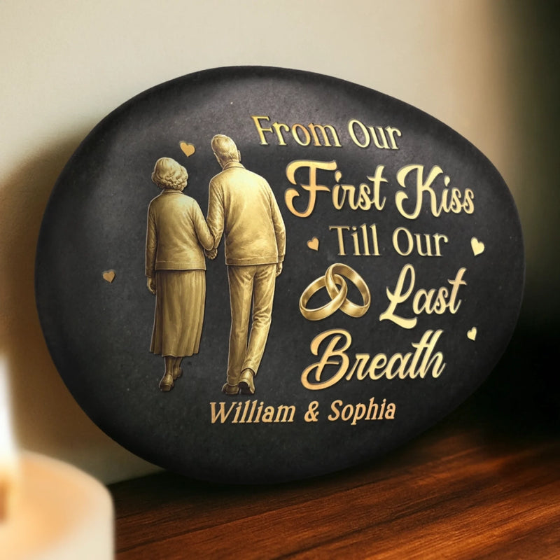 Custom Printed Rock - Personalized Anniversary Wedding Gifts For Husband And Wife, Him And Her - Golden Years, Golden Love