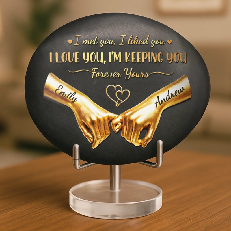 Custom Printed Rock - Personalized Anniversary Wedding Gifts For Husband And Wife, Him And Her - Love Sealed With Pinky Promises