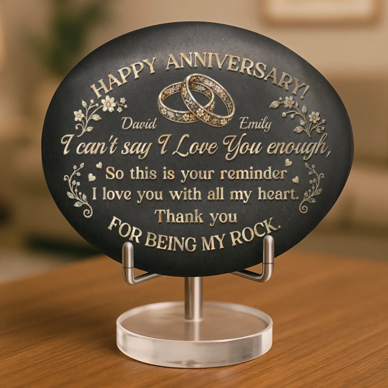 Custom Printed Rock - Personalized Anniversary Wedding Gifts For Husband And Wife, Him And Her - Love You More Every Anniversary