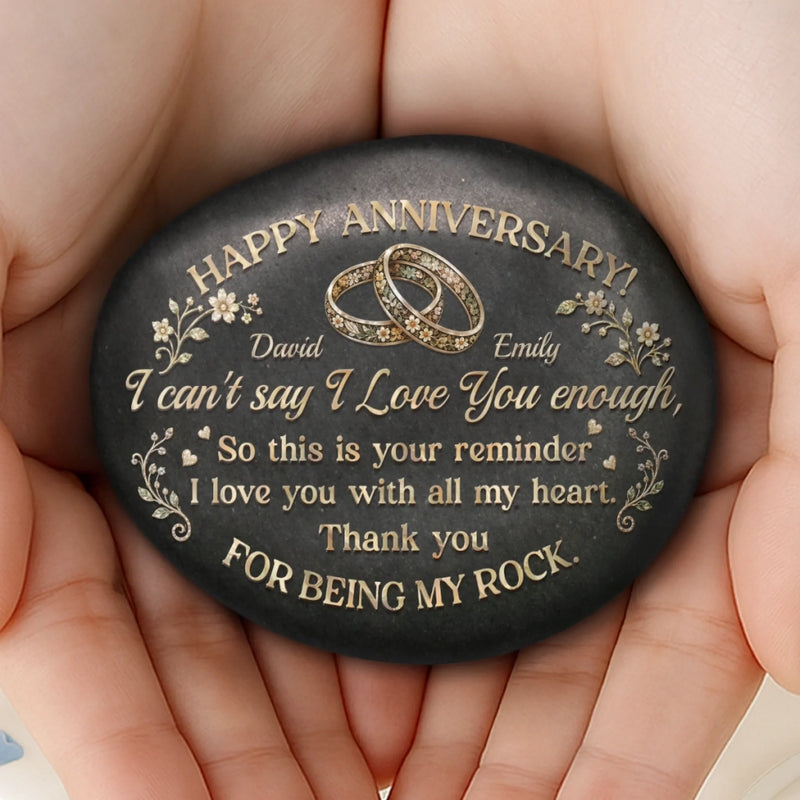 Custom Printed Rock - Personalized Anniversary Wedding Gifts For Husband And Wife, Him And Her - Love You More Every Anniversary