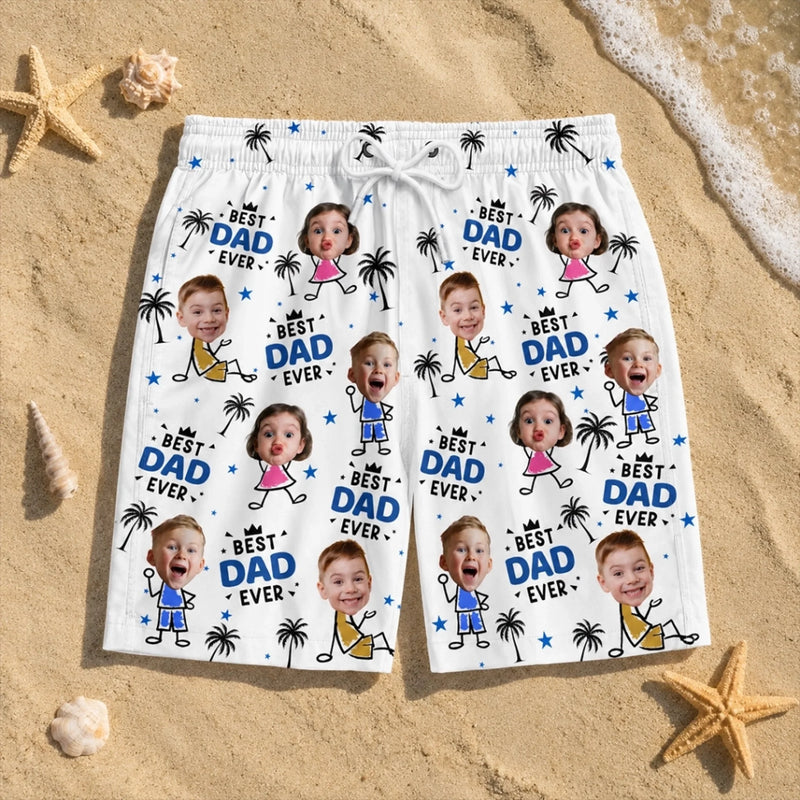 Custom Photo Tropical Hawaiian Aloha Men Beach Shorts - Personalized Father's Day Birthday Gifts For Dad, Grandpa - Strong Like Dad Everyday