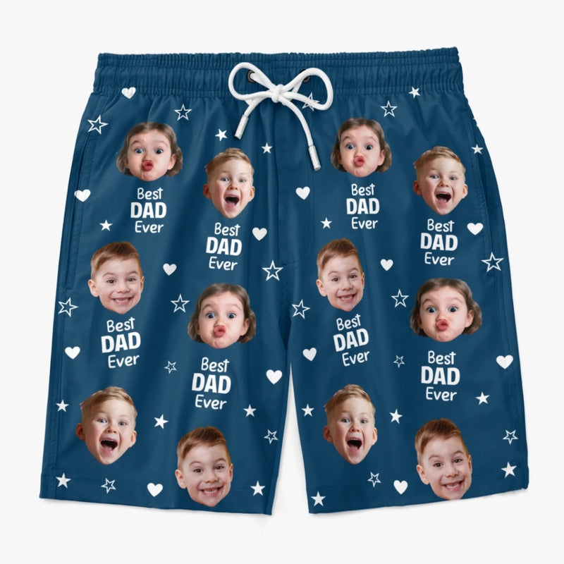 Custom Photo Tropical Hawaiian Aloha Men Beach Shorts - Personalized Father's Day, Summer Vacation And Travel Gifts For Dad, Grandpa - Family’s Favorite Hero