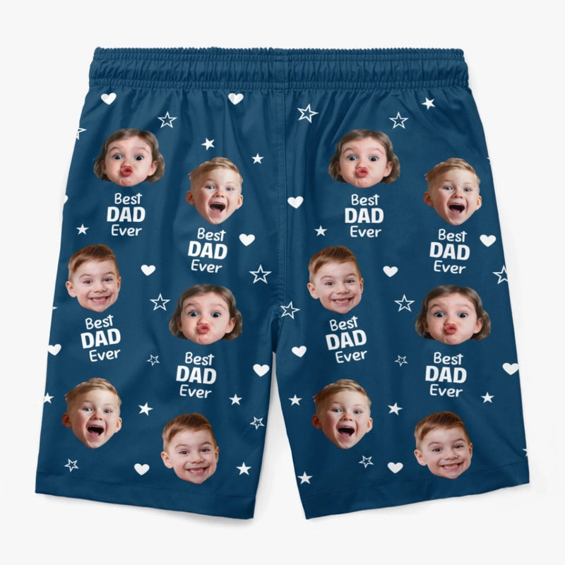Custom Photo Tropical Hawaiian Aloha Men Beach Shorts - Personalized Father's Day, Summer Vacation And Travel Gifts For Dad, Grandpa - Family’s Favorite Hero