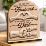 Custom 2-Layered Wooden Plaque - Personalized Father's Day Birthday Gifts For Husband, Dad - Home Feels Better With Dad