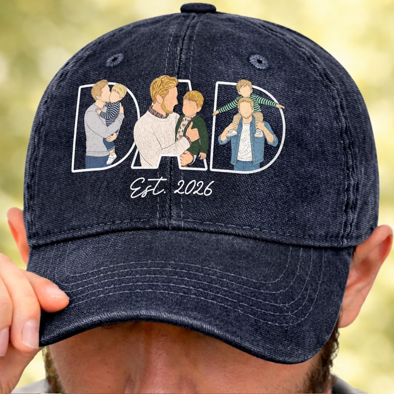 Custom Photo Vintage Washed Denim Baseball Cap - Personalized Father's Day Gifts For Dad, Grandpa - Thank You For Everything Dad